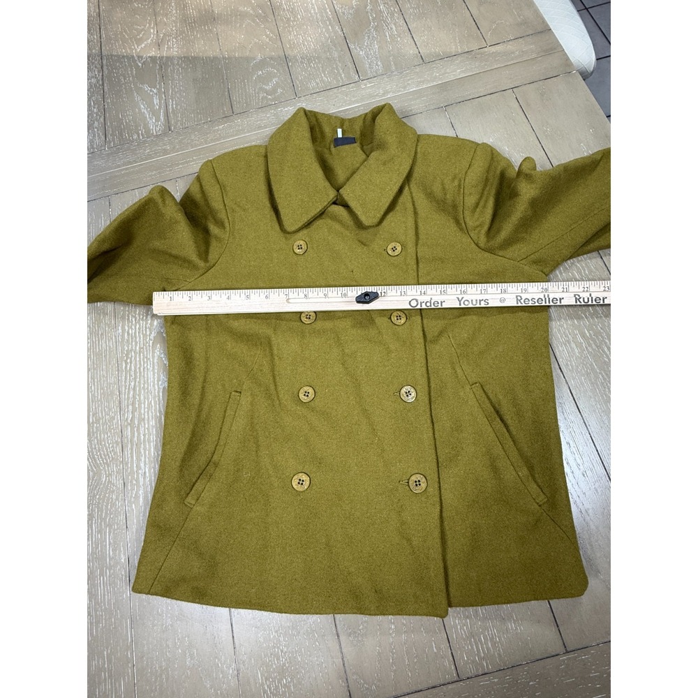 Sparkle & Fade Wool Blend Moto Jacket Large Double Breasted Peacoat Olive - Picture 8 of 16